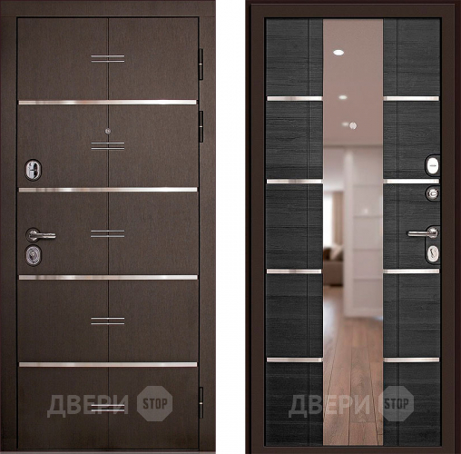 Входная металлическая Дверь (Дверной Континент) Савона с зеркалом Венге в Зарайске