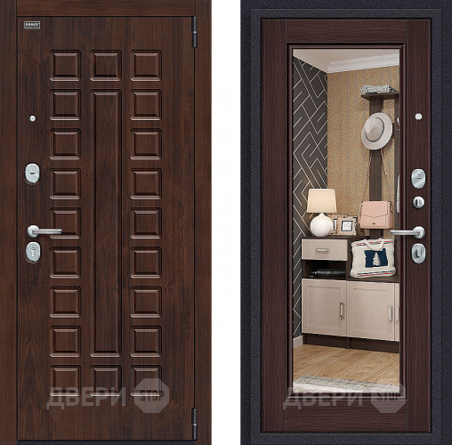 Входная металлическая Дверь Bravo Оптим Урбан с зеркалом Wenge Veralinga в Зарайске