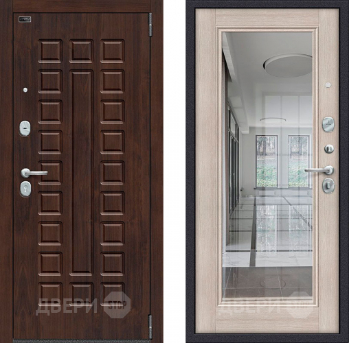 Входная металлическая Дверь Bravo Porta S-3 51/П61 с зеркалом Капучино в Зарайске