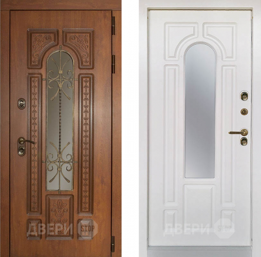 Дверь Заводская Лацио Термо Орех золотой/ Вайт (с терморазрывом) в Зарайске