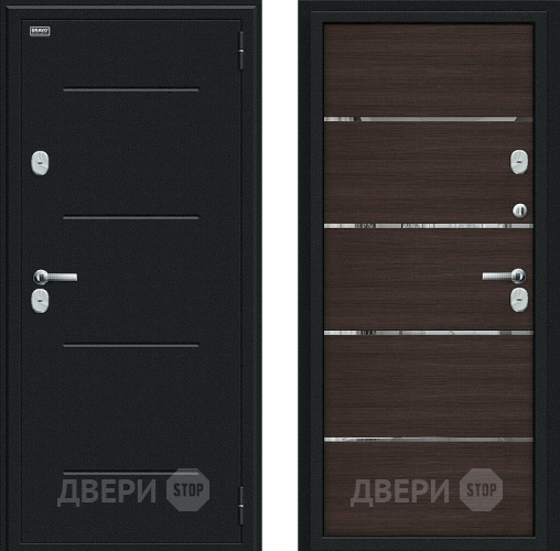 Входная металлическая Дверь Bravo Thermo Лайн Букле черное/Wenge Veralinga в Зарайске