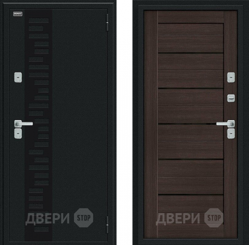 Входная металлическая Дверь Bravo Thermo Техно Декор Букле черное/Wenge Veralinga в Зарайске