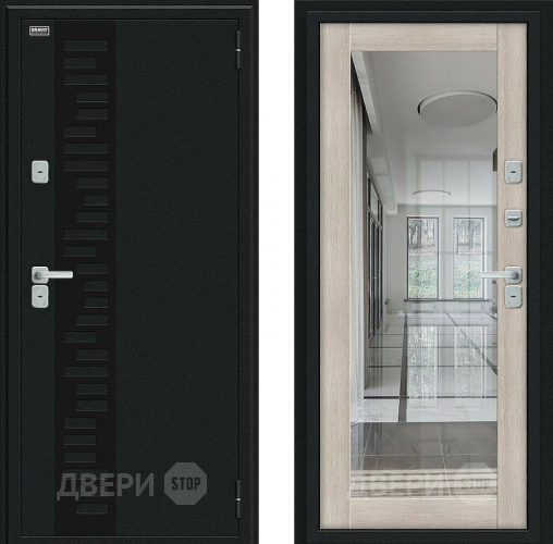 Входная металлическая Дверь Bravo Thermo Флэш Декор Букле черное/Cappuccino Veralinga в Зарайске