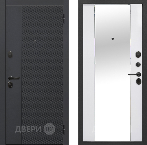 Входная металлическая Дверь Флорида Зеркало Фацет Эммалит Белый в Зарайске