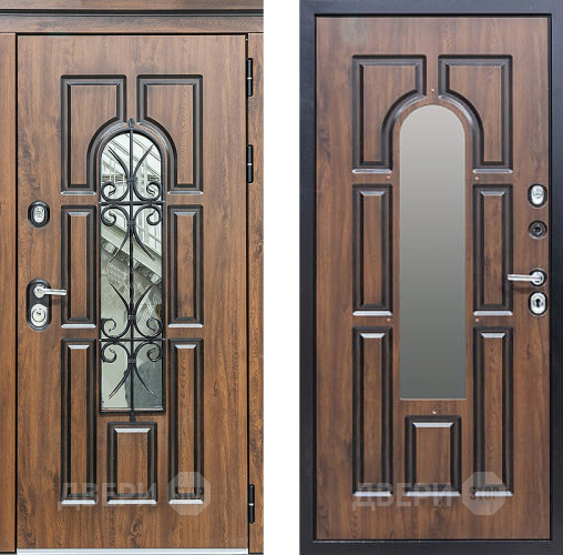 Входная металлическая Дверь Сударь МХ-32 Винорит Темный Дуб с Ковкой и окном в Зарайске