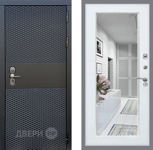 Входная металлическая Дверь Стоп БЛЭК CISA Зеркало Белый ясень в Зарайске