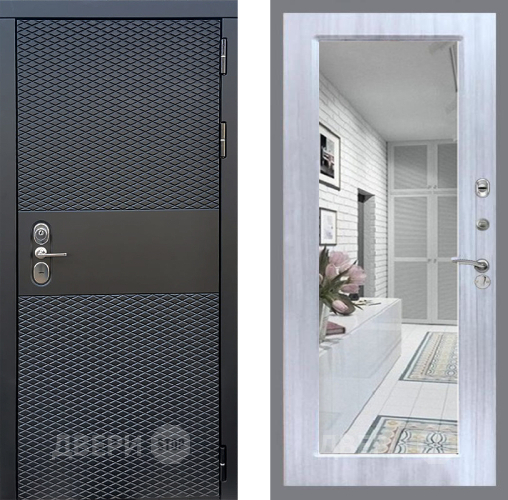 Входная металлическая Дверь Стоп БЛЭК CISA Зеркало Сандал белый в Зарайске