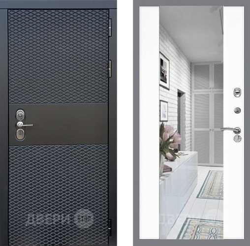 Входная металлическая Дверь Стоп БЛЭК CISA Зеркало СБ-16 Силк Сноу в Зарайске