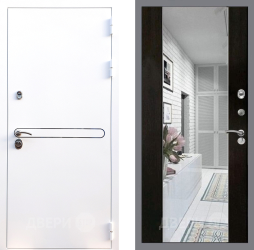 Входная металлическая Дверь Стоп Лайн Вайт Зеркало СБ-16 Венге в Зарайске