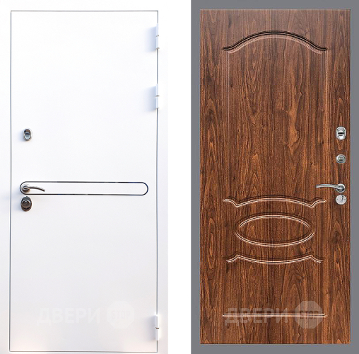 Входная металлическая Дверь Стоп Лайн Вайт ФЛ-128 орех тисненый в Зарайске