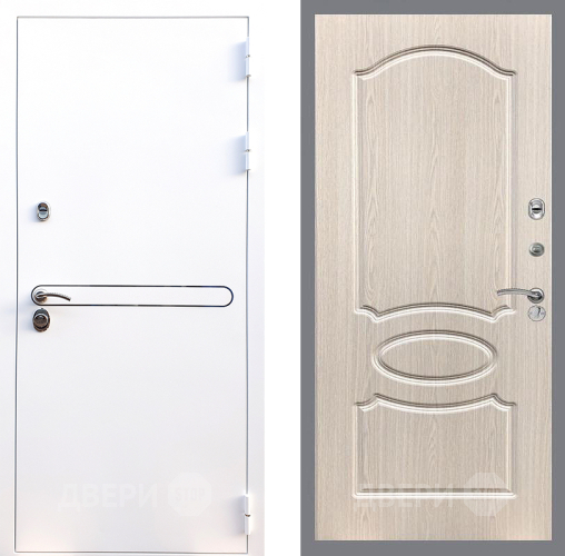 Входная металлическая Дверь Стоп Лайн Вайт ФЛ-128 Беленый дуб в Зарайске