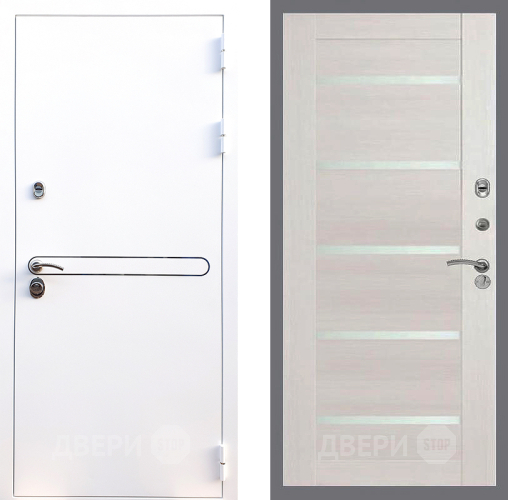 Входная металлическая Дверь Стоп Лайн Вайт СБ-14 Лиственница беж в Зарайске