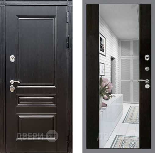 Входная металлическая Дверь Стоп МЕГАПОЛИС Зеркало СБ-16 Венге в Зарайске