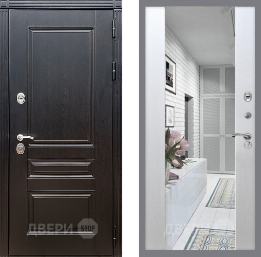 Входная металлическая Дверь Стоп МЕГАПОЛИС Зеркало СБ-16 Лиственница беж в Зарайске