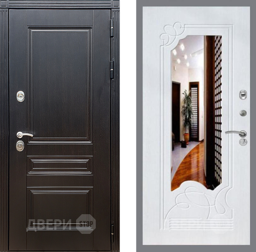 Входная металлическая Дверь Стоп МЕГАПОЛИС ЗкркалоФЛ-147 Ясень белый в Зарайске