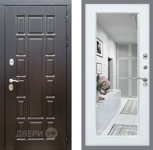 Входная металлическая Дверь Стоп НЬЮ ЙОРК Зеркало Белый ясень в Зарайске