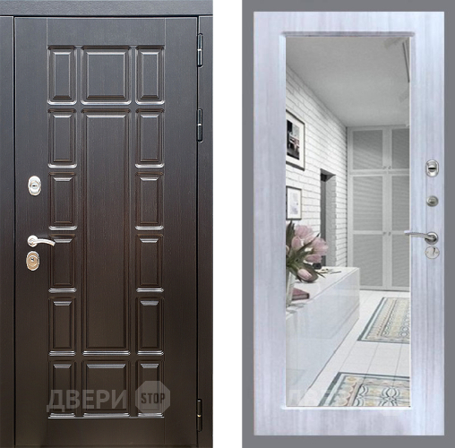 Входная металлическая Дверь Стоп НЬЮ ЙОРК Зеркало Сандал белый в Зарайске