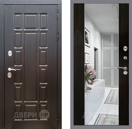 Входная металлическая Дверь Стоп НЬЮ ЙОРК Зеркало СБ-16 Венге в Зарайске