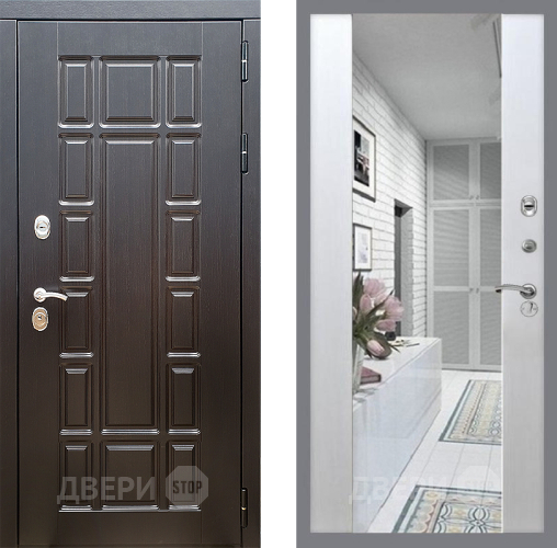 Входная металлическая Дверь Стоп НЬЮ ЙОРК Зеркало СБ-16 Лиственница беж в Зарайске