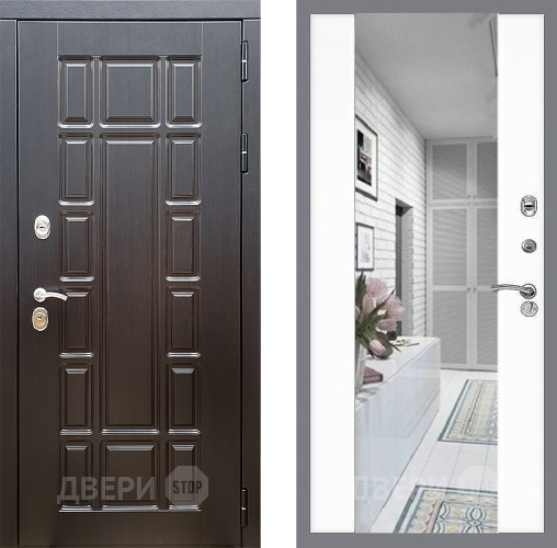 Входная металлическая Дверь Стоп НЬЮ ЙОРК Зеркало СБ-16 Силк Сноу в Зарайске