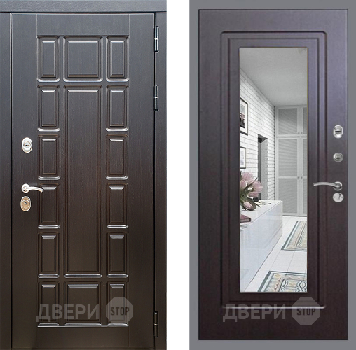 Входная металлическая Дверь Стоп НЬЮ ЙОРК Зеркало ФЛ-120 Венге в Зарайске