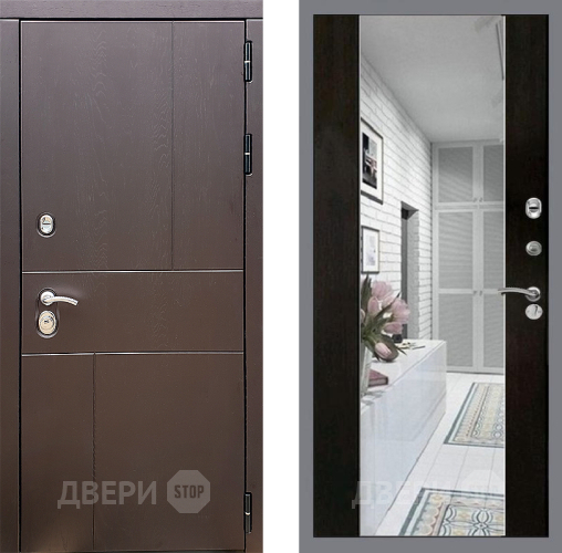 Входная металлическая Дверь Стоп УРБАН Зеркало СБ-16 Венге в Зарайске