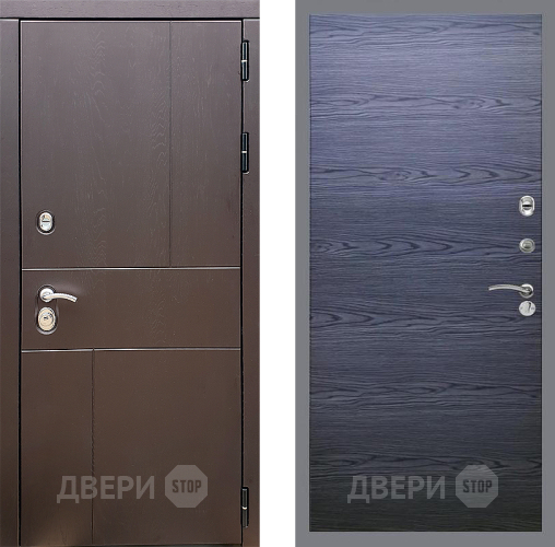 Входная металлическая Дверь Стоп УРБАН Гладкая Дуб тангенальный черный в Зарайске