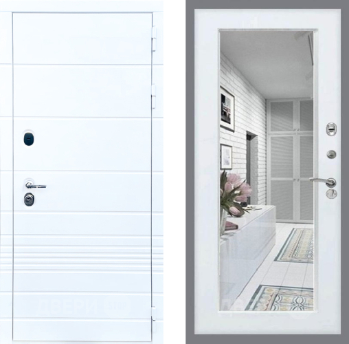 Дверь Стоп ТРЕНДО Зеркало Белый ясень в Зарайске