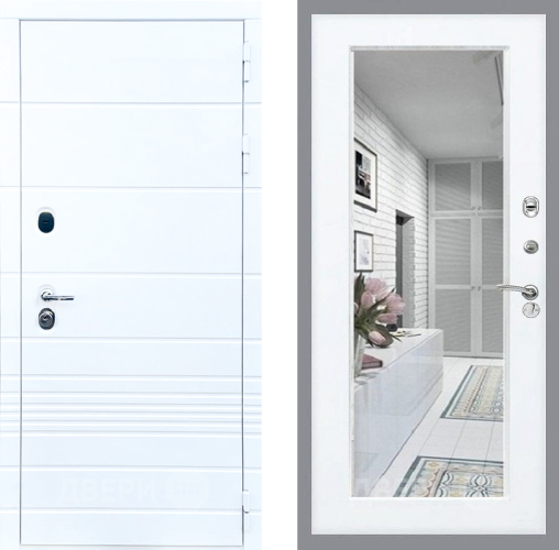 Входная металлическая Дверь Стоп ТРЕНДО Зеркало Силк Сноу в Зарайске