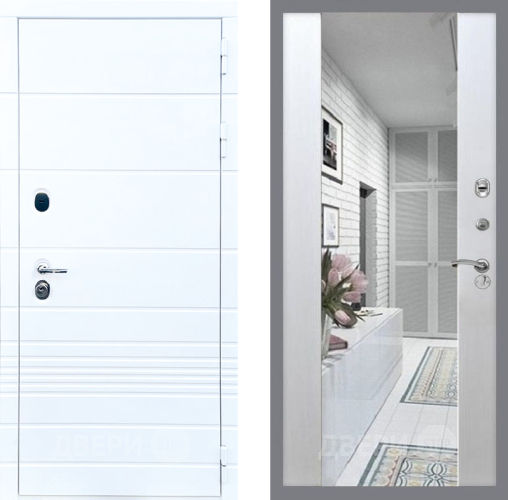 Входная металлическая Дверь Стоп ТРЕНДО Зеркало СБ-16 Лиственница беж в Зарайске