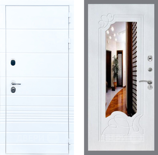 Входная металлическая Дверь Стоп ТРЕНДО ЗкркалоФЛ-147 Ясень белый в Зарайске