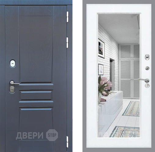 Входная металлическая Дверь Стоп ПЛАТИНУМ Зеркало Силк Сноу в Зарайске