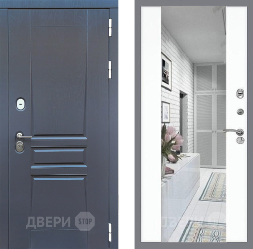 Входная металлическая Дверь Стоп ПЛАТИНУМ Зеркало СБ-16 Силк Сноу в Зарайске