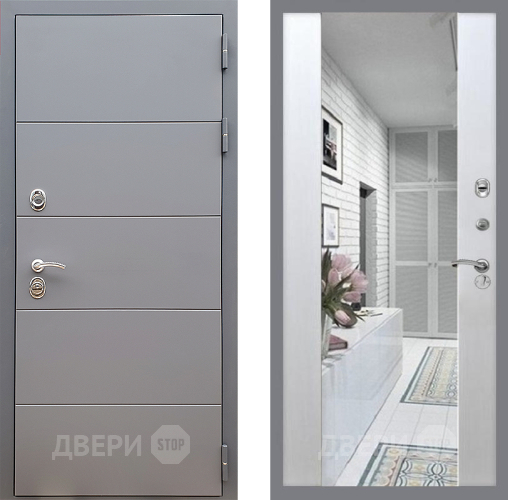 Входная металлическая Дверь Стоп АРТ ГРАФИТ Зеркало СБ-16 Лиственница беж в Зарайске