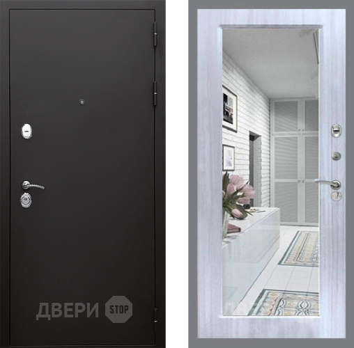 Входная металлическая Дверь Стоп КЛАССИК Шагрень Зеркало Сандал белый в Зарайске