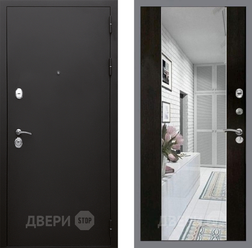 Входная металлическая Дверь Стоп КЛАССИК Шагрень Зеркало СБ-16 Венге в Зарайске