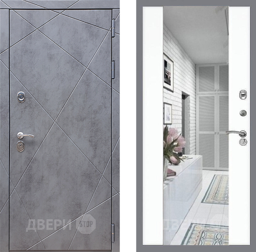 Входная металлическая Дверь Стоп Лучи Зеркало СБ-16 Силк Сноу в Зарайске