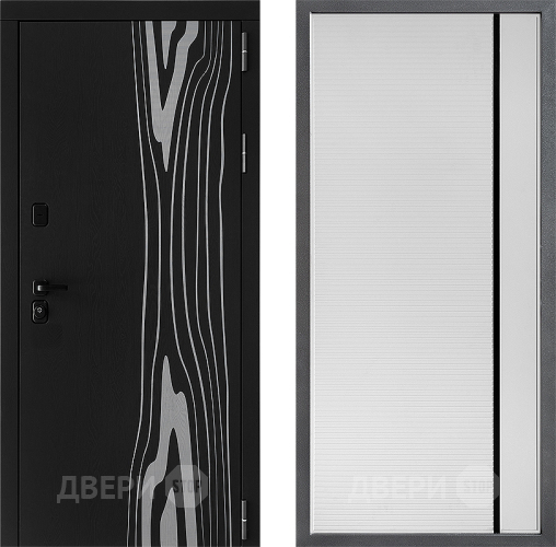 Входная металлическая Дверь Дверной континент ДК-12 ФЛ-757 Черное Стекло Софт милк в Зарайске