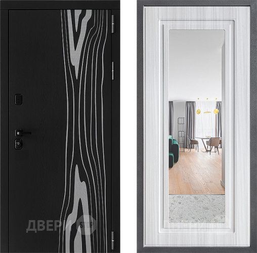 Входная металлическая Дверь Дверной континент ДК-12 ФЛЗ Зеркало Сандал белый в Зарайске