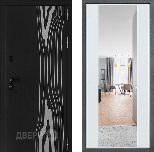 Входная металлическая Дверь Дверной континент ДК-12 ФЛЗ-1 Зеркало Белое дерево в Зарайске