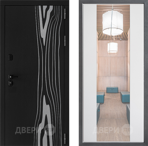 Входная металлическая Дверь Дверной континент ДК-12 ФЛЗ-1 Зеркало Белый софт в Зарайске