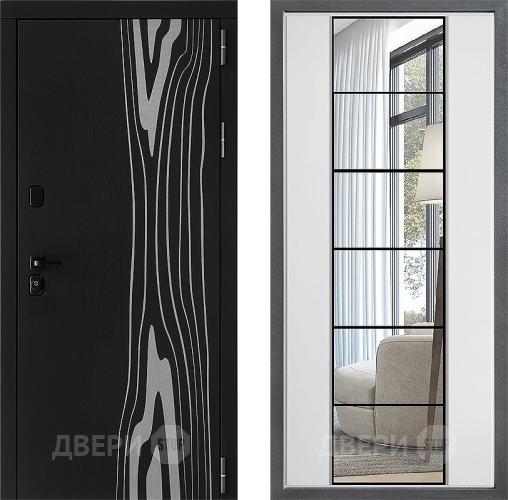 Входная металлическая Дверь Дверной континент ДК-12 ФЛЗ-2 Зеркало Белый софт в Зарайске