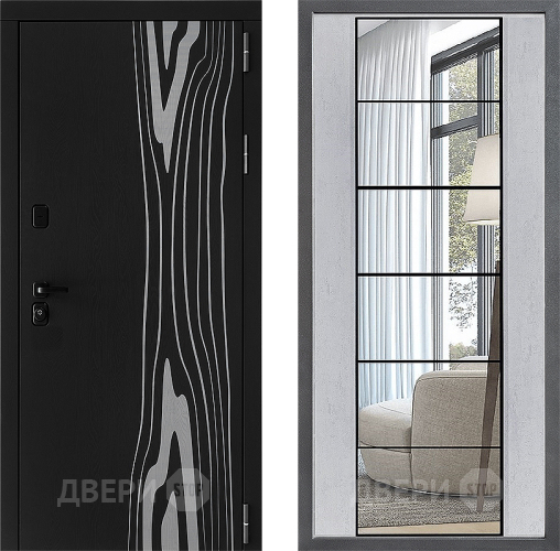 Входная металлическая Дверь Дверной континент ДК-12 ФЛЗ-2 Зеркало Бетон светлый в Зарайске