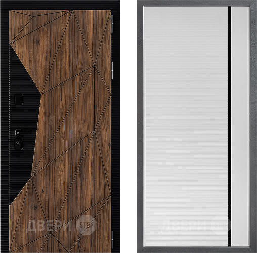 Входная металлическая Дверь Дверной континент ДК-11 ФЛ-757 Черное Стекло Софт милк в Зарайске