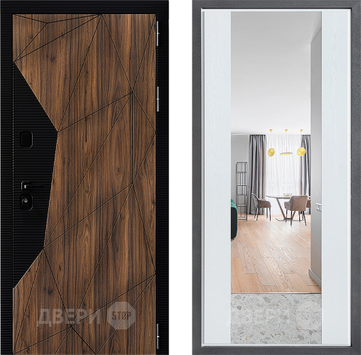 Дверь Дверной континент ДК-11 ФЛЗ-1 Зеркало Белое дерево в Зарайске