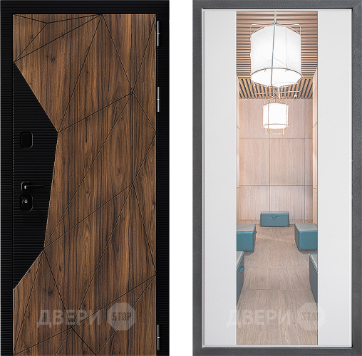 Входная металлическая Дверь Дверной континент ДК-11 ФЛЗ-1 Зеркало Белый софт в Зарайске