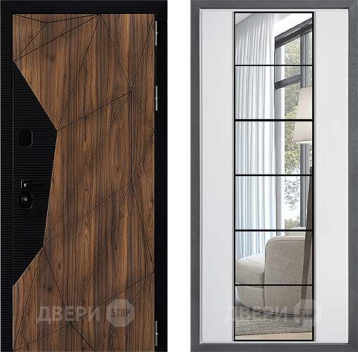 Входная металлическая Дверь Дверной континент ДК-11 ФЛЗ-2 Зеркало Белый софт в Зарайске