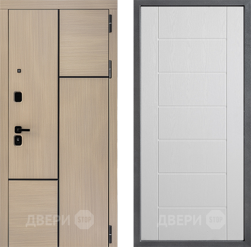 Входная металлическая Дверь Дверной континент ДК-14 ФЛ-Лайн Белое дерево в Зарайске