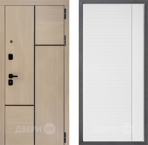 Входная металлическая Дверь Дверной континент ДК-14 ФЛ-757 Белое Стекло Софт милк в Зарайске