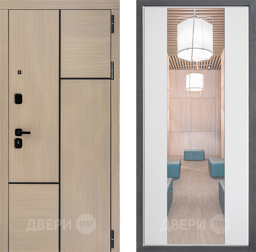 Входная металлическая Дверь Дверной континент ДК-14 ФЛЗ-1 Зеркало Белый софт в Зарайске